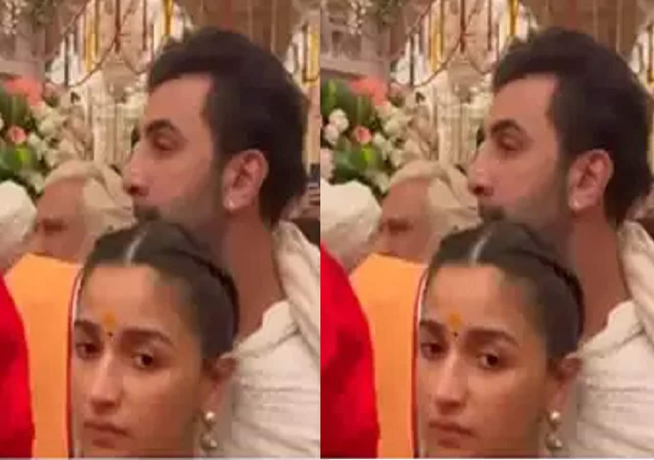 Ranbir Kapoor protects wife Alia Bhatt as couple get pushed while trying to get darshan of Ram Lalla; internet terms him perfect husband [Watch]