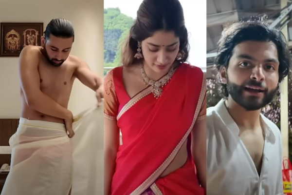 Janhvi Kapoor climbs Tirupati Balaji temple on knees; Shikhar Pahariya pokes fun at Orry for wearing white veshti with red underpants [Watch]