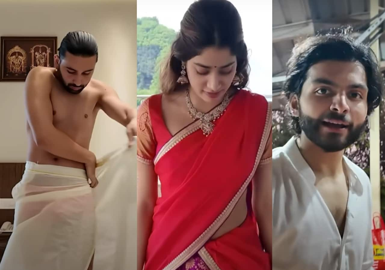 Janhvi Kapoor climbs Tirupati Balaji temple on knees; Shikhar Pahariya pokes fun at Orry for wearing white veshti with red underpants [Watch]